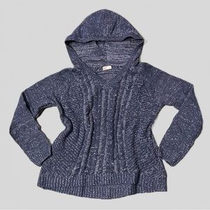 SO Brand Blue Gray Hooded Cable Knit Sweater Hoodie Women’s XL